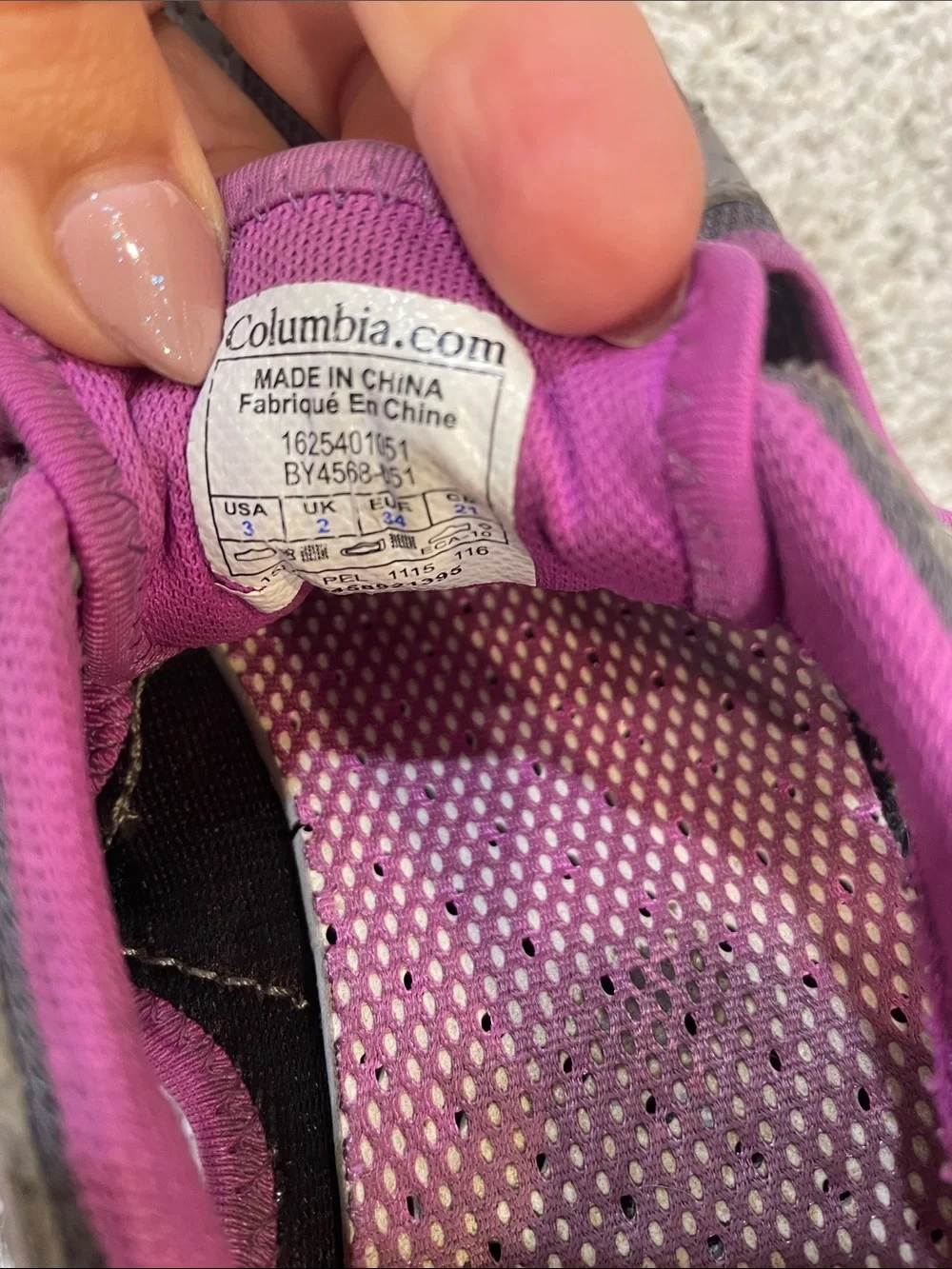 Columbia girls Gray and Pink Trail Runner